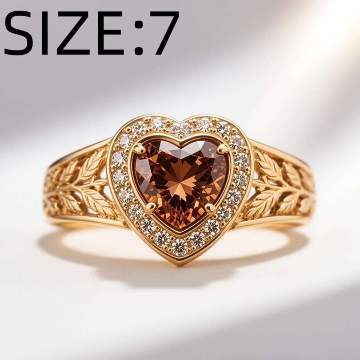 Stylish Copper Heart-Shaped Design Ring with Zirconia Inlay